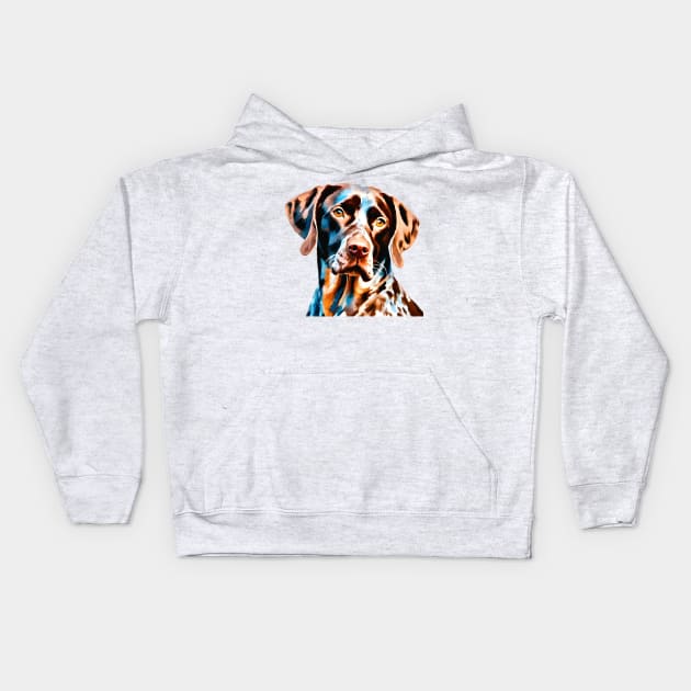 Soulful Impressionist German Shorthaired Pointer Kids Hoodie by Doodle and Things